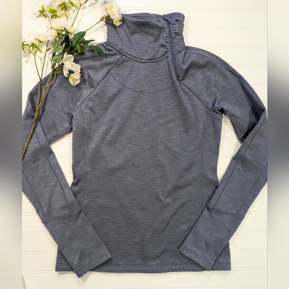 Athleta Purple/Gray Twch Fleece Funnel Neck Asymmetric Zip Top - Picture 1 of 4